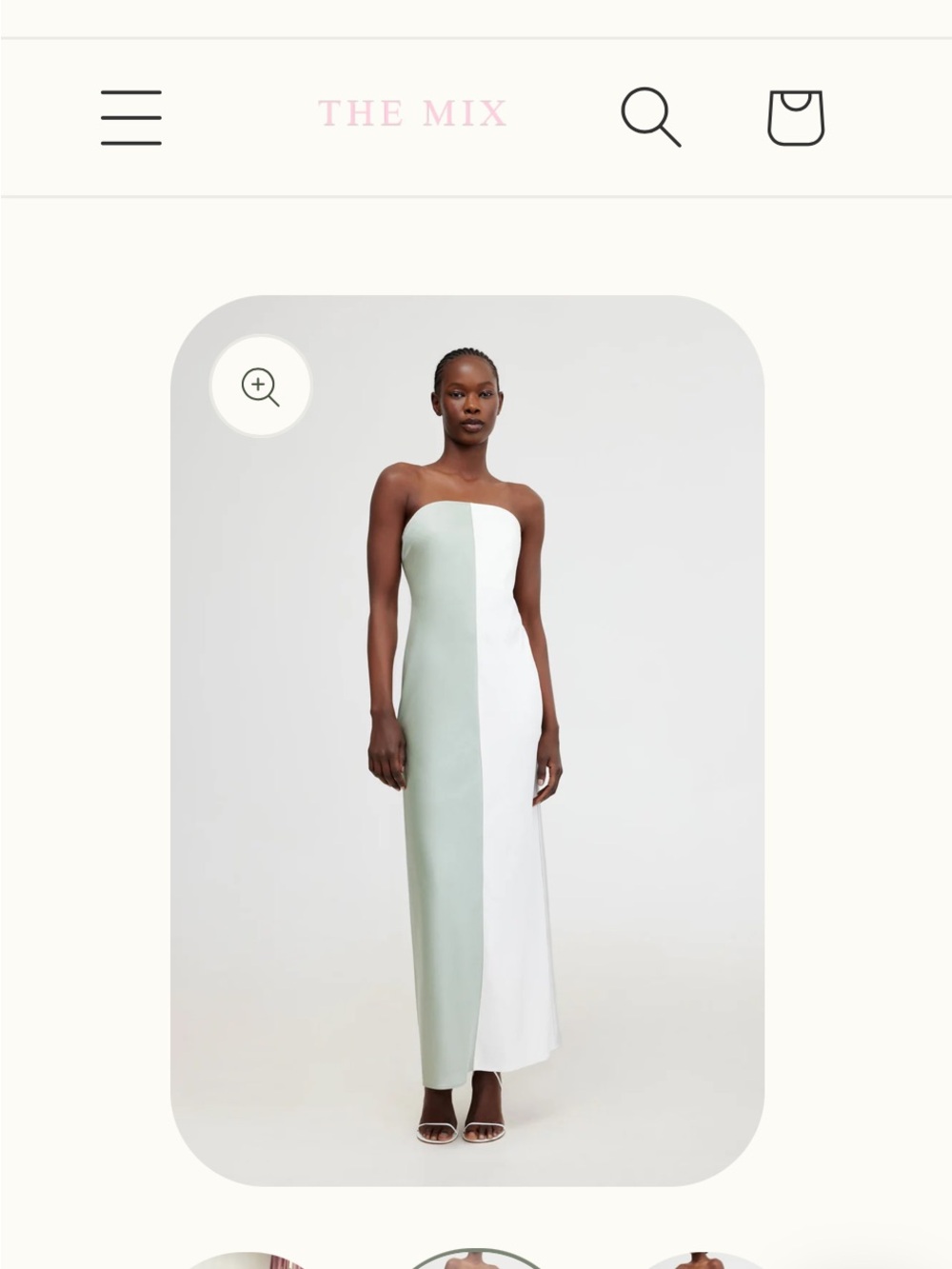 Strapless Two-Tone Maxi Dress in Mint and White by